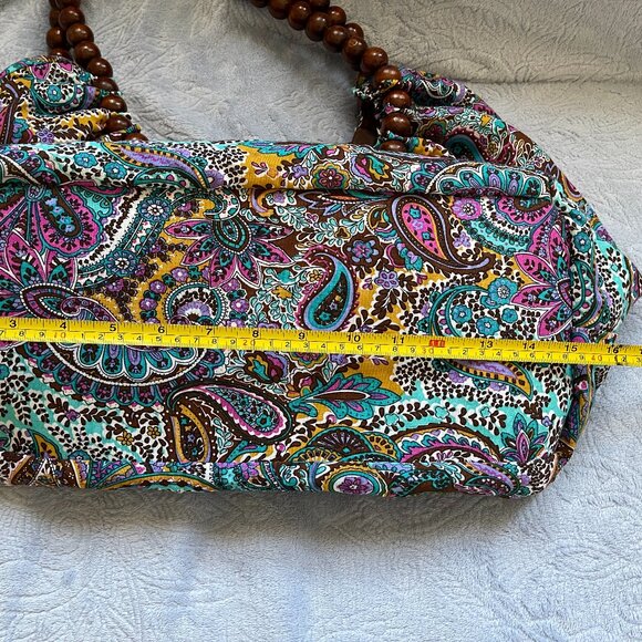 Vibrant Paisley Hobo Bag with Wooden Bead Handles - Picture 14 of 14